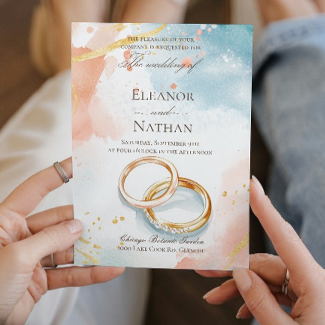 Two gold wedding rings I sophisticated  Invitation (Creator Uploaded)