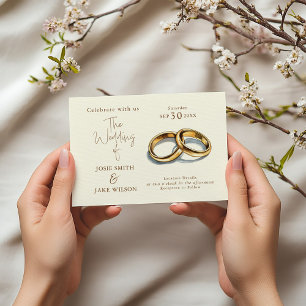 Two gold Wedding rings illustration wedding Invitation