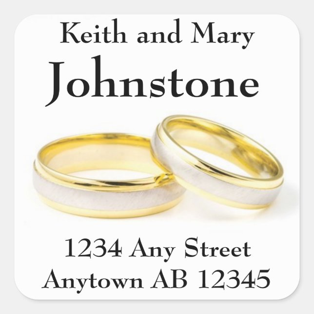 Two Gold Wedding Rings Return Address Label (Front)