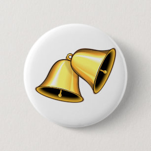 Two Golden Bells 6 Cm Round Badge