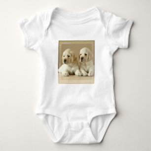 Two Golden Labrador Puppies Baby Bodysuit