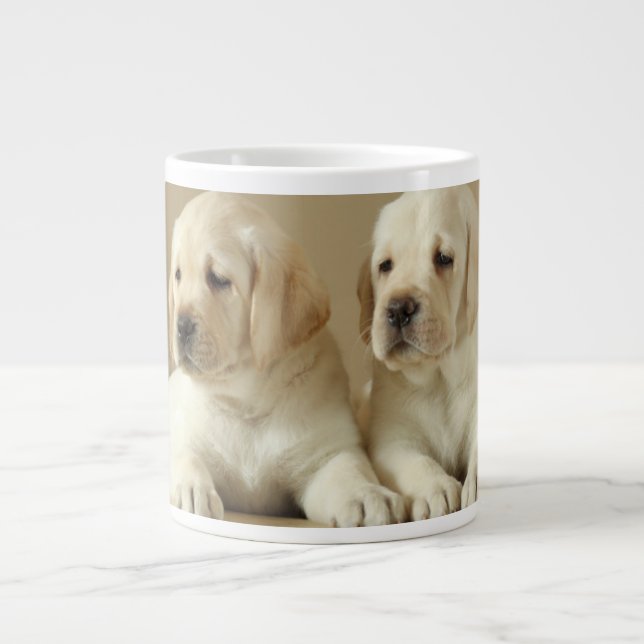 Two Golden Labrador Puppies Large Coffee Mug (Front)