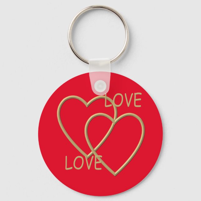 Two golden loving hearts key ring (Front)