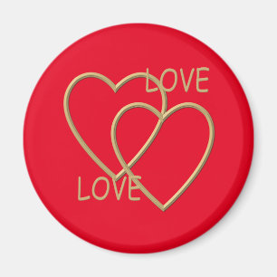 Two golden loving hearts magnet