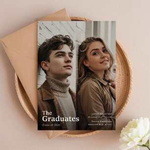 Two Graduate Double Joint Photo Graduation Party Invitation