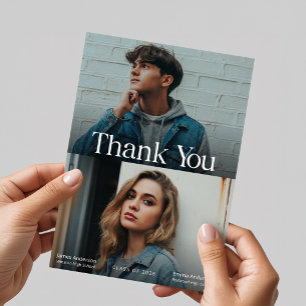 Two Graduates Double Joint Graduation Thank You Postcard
