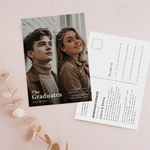 Two Graduates Double Photo Graduation Announcement Postcard