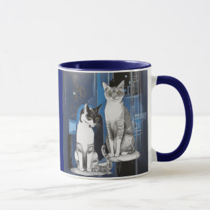 Two Gray Cats on an Abstract Background  Mug