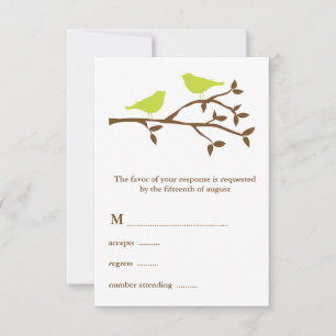 Two Green Birds Wedding RSVP Card