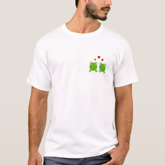 Two green frogs with red hearts. T-Shirt