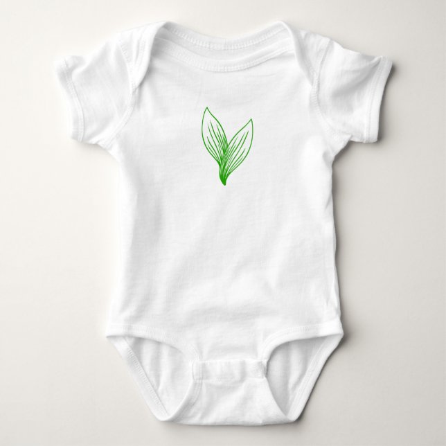 Two Green Leaves Intertwined Baby Bodysuit (Front)