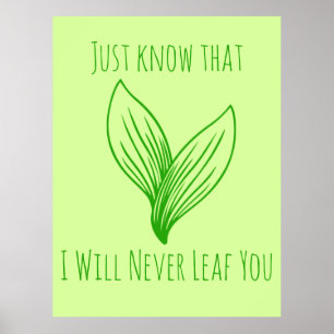 Two Green Leaves Intertwined Poster