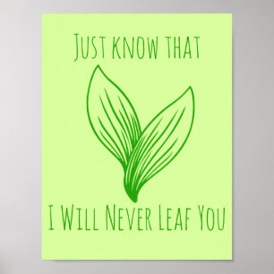 Two Green Leaves Intertwined Poster