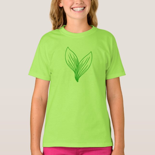 Two Green Leaves Intertwined T-Shirt (Front)