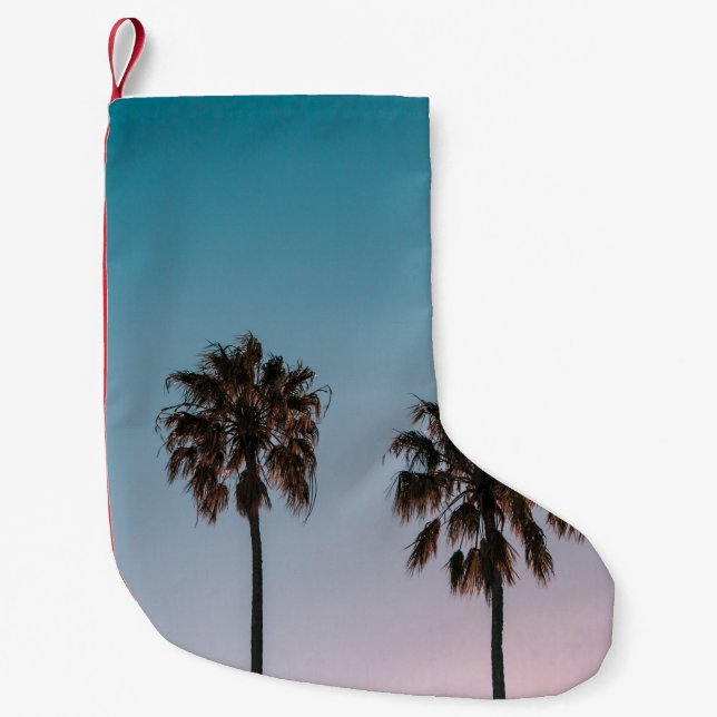 TWO GREEN PALM TREES SMALL CHRISTMAS STOCKING (Front)