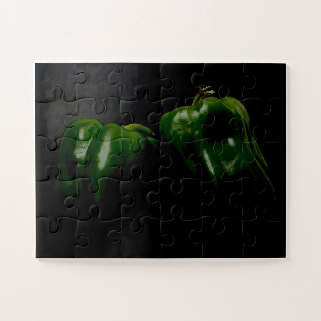 Two Green Peppers 11x14 30pc jpm Jigsaw Puzzle (Horizontal)