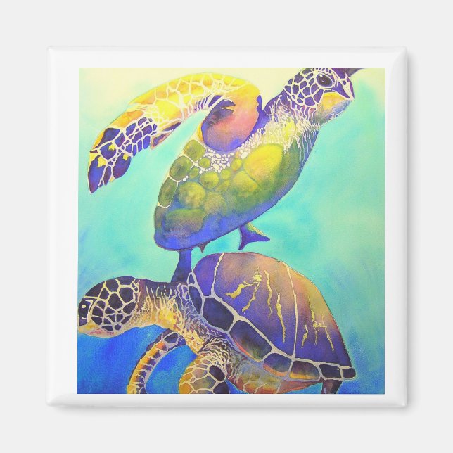 Two Green Sea Turtles Magnet (Front)