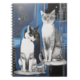 Two Grey Cats on an Abstract Background Notebook