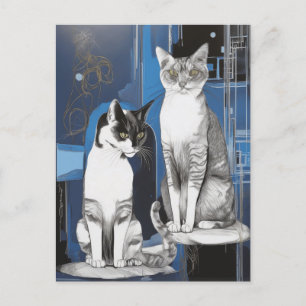 Two Grey Cats on an Abstract Background Postcard
