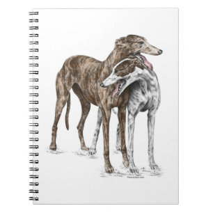 Two Greyhound Friends Dog Art Spiral Notebook