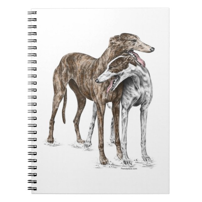 Two Greyhound Friends Dog Art Spiral Notebook (Front)