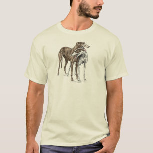 Two Greyhound Friends Dog Art T-Shirt