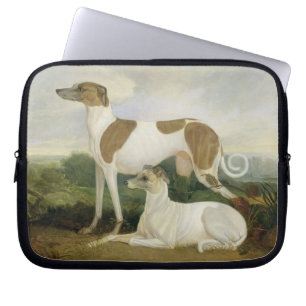Two Greyhounds in a Landscape (oil on canvas) Laptop Sleeve