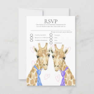 Two Groom Giraffe Gay Wedding RSVP