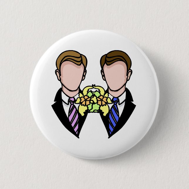 Two Grooms 6 Cm Round Badge (Front)