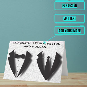 Two Grooms Abstract Wedding Day Congratulations Card