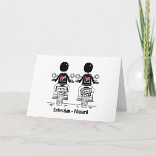 Two Grooms Biker Motorcycle Wedding Card