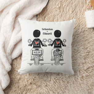Two Grooms Biker Motorcycle Wedding Cushion