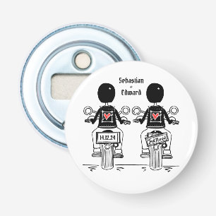 Two Grooms Biker Motorcycle Wedding Favour Bottle Opener