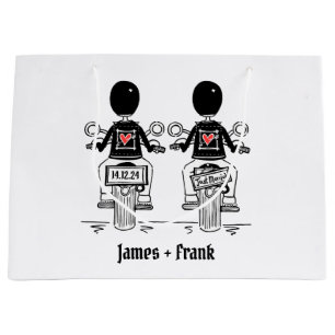 Two Grooms Biker Motorcycle Wedding Large Gift Bag