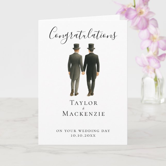 Two Grooms Congratulations on Your Wedding Day Card (Orchid)
