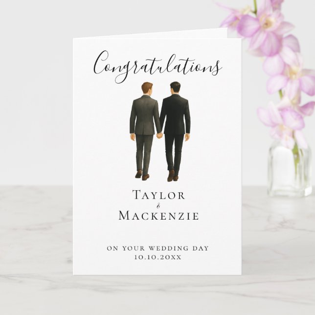 Two Grooms Congratulations on Your Wedding Day Card (Orchid)