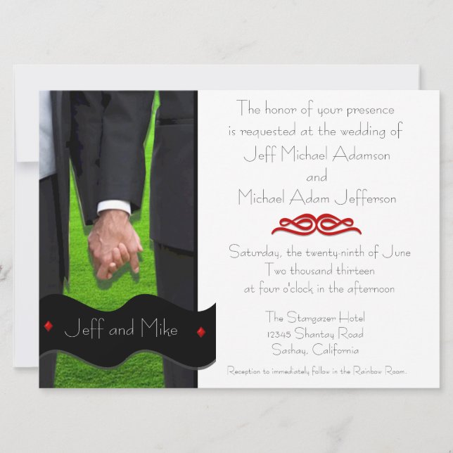 Two Grooms Custom Gay Wedding Invitations II (Front)