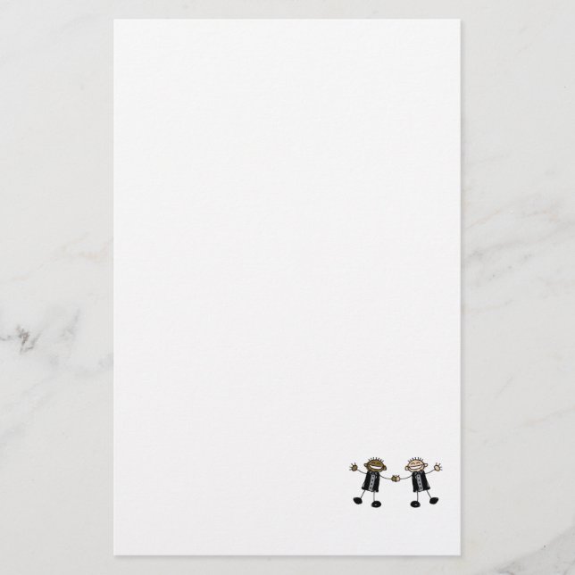 Two Grooms Dancing Happy Interracial Stationery (Front)