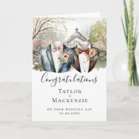 Two Grooms Garden Congratulations on Wedding Day