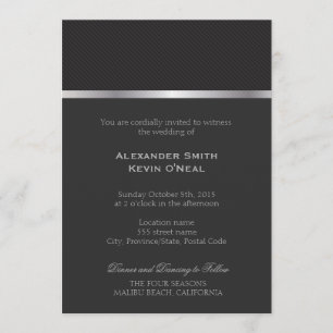 Two Grooms-Gay gray lines Wedding ı Invitation