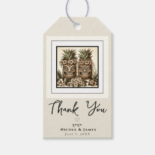 Two Grooms Gay Pineapple Tiki Head Retro Wedding  Gift Tags