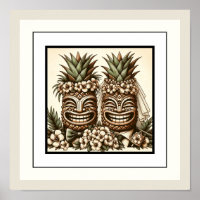 Two Grooms Gay Pineapple Tiki Head Retro Wedding