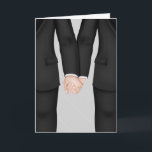 Two Grooms, Gay Wedding Congrats Card<br><div class="desc">A wedding congratulations card for a gay male wedding. Design features two grooms in tuxedos on light grey striped background.  (Created with original artwork©delightful-doodles.com)</div>