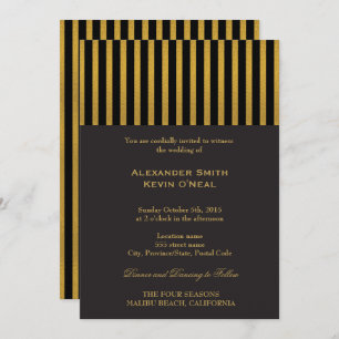 Two Grooms-Gay Wedding Gold  Invitation
