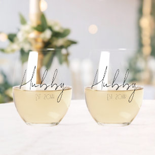 Two Grooms Gay Wedding Personalised Est Year  Stemless Wine Glass
