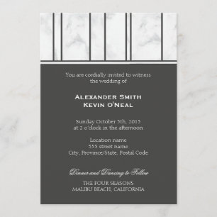 Two Grooms-Gay Wedding white marble ı Invitation