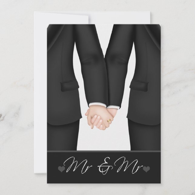 Two Grooms In Suits Wedding Invitation (Front)