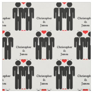 Two Grooms In Ties Wedding Customisable Pattern Fabric