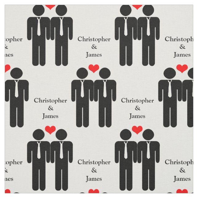 Two Grooms In Ties Wedding Customisable Pattern Fabric (Swatch)