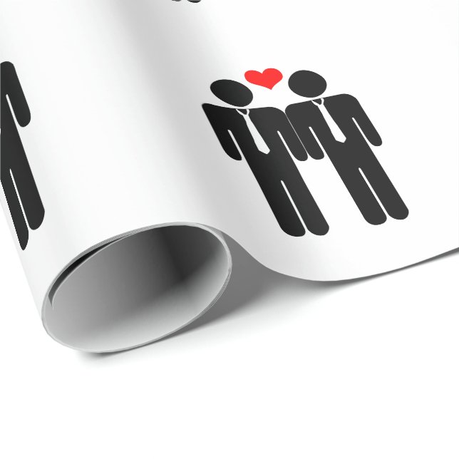 Two Grooms In Ties Wedding Wrapping Paper (Roll Corner)